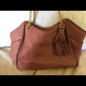 pink leather satchel bag